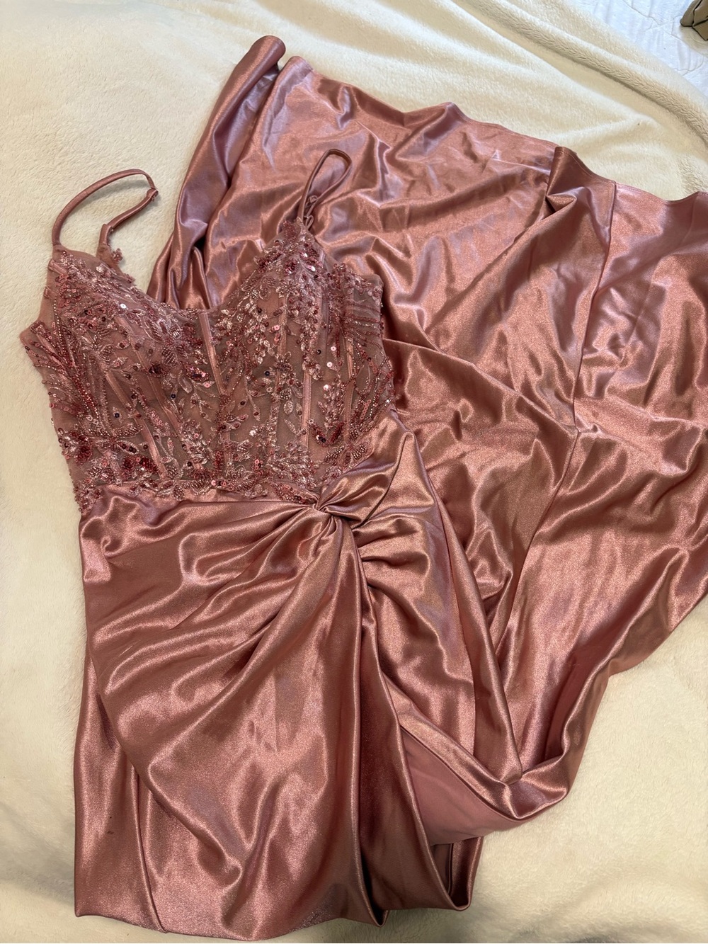 La divine corset beaded satin gown
